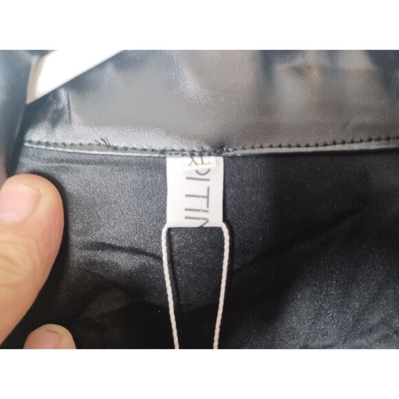 PITINAN Pleather Jacket Women Faux Leather Shacket Casual Long Sleeve Zip Up XL - Picture 5 of 6